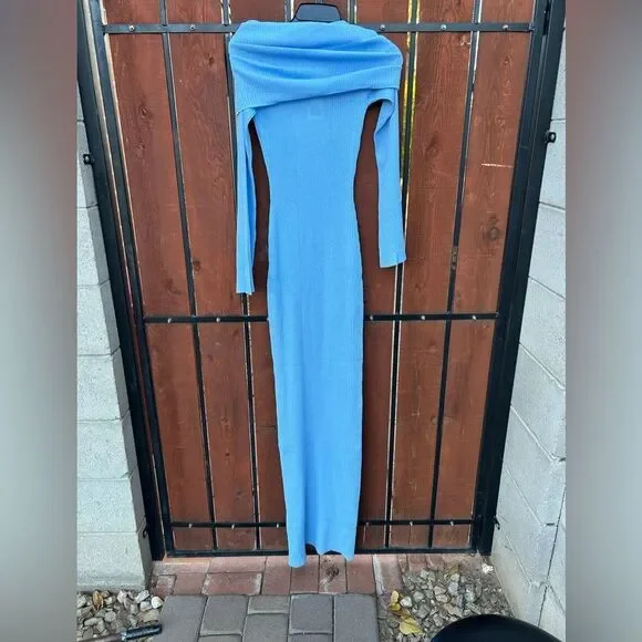 Ser.O.Ya Galleria Rib Knit Maxi Dress Small NWT Powder blue